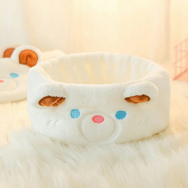 Diadema de spa facial de lana de coral de oso
