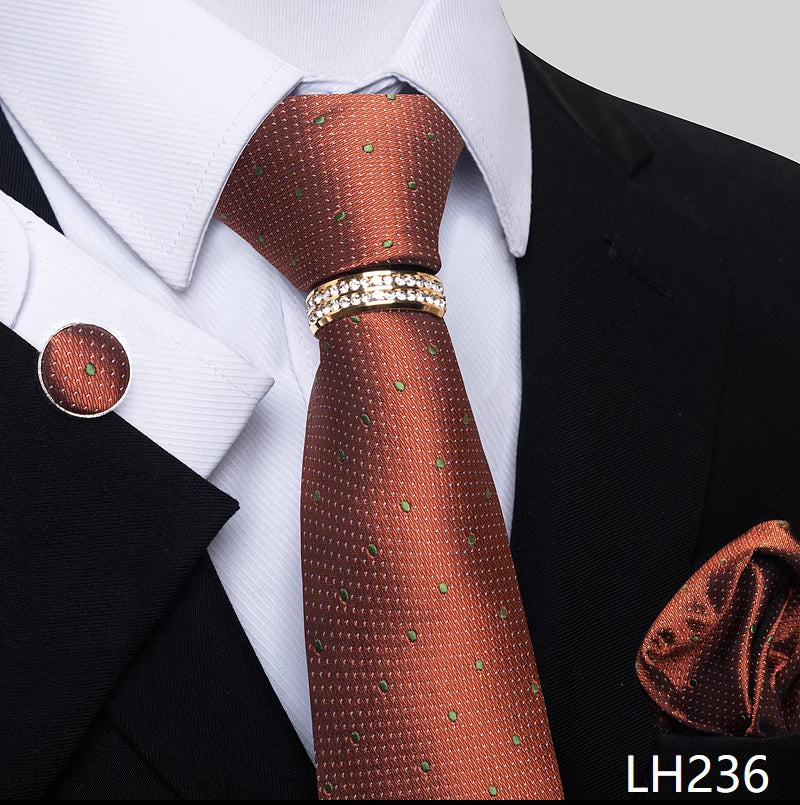 Set de Corbata Azul de Lujo para Hombre con Pañuelo y Mancuernillas