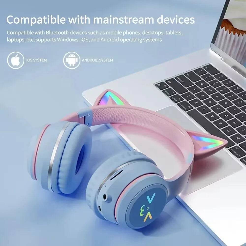 Auriculares Glow para videojuegos de gatito