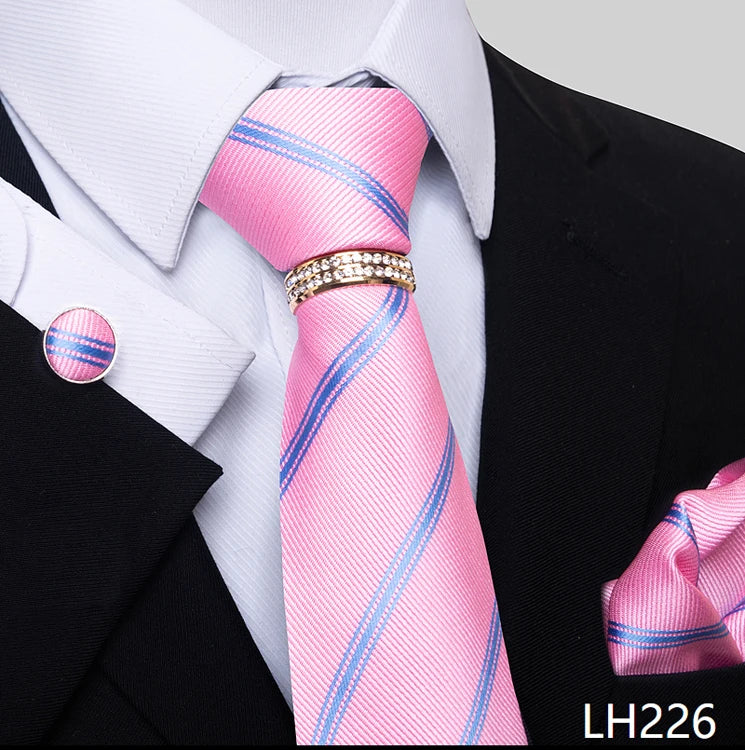 Set de Corbata Azul de Lujo para Hombre con Pañuelo y Mancuernillas