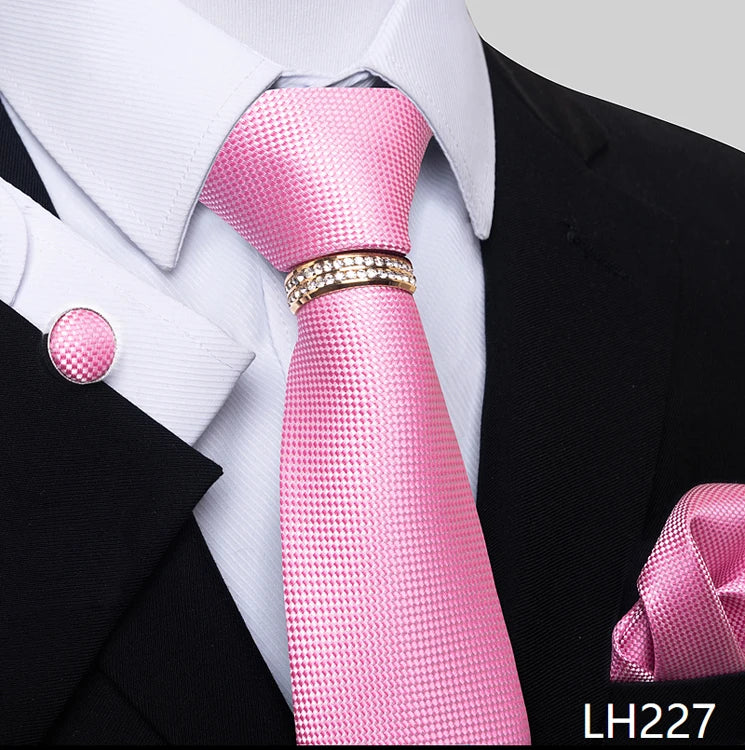 Set de Corbata Azul de Lujo para Hombre con Pañuelo y Mancuernillas