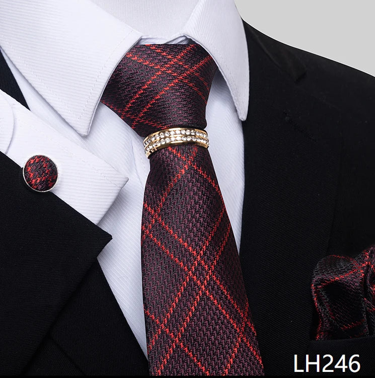 Set de Corbata Azul de Lujo para Hombre con Pañuelo y Mancuernillas