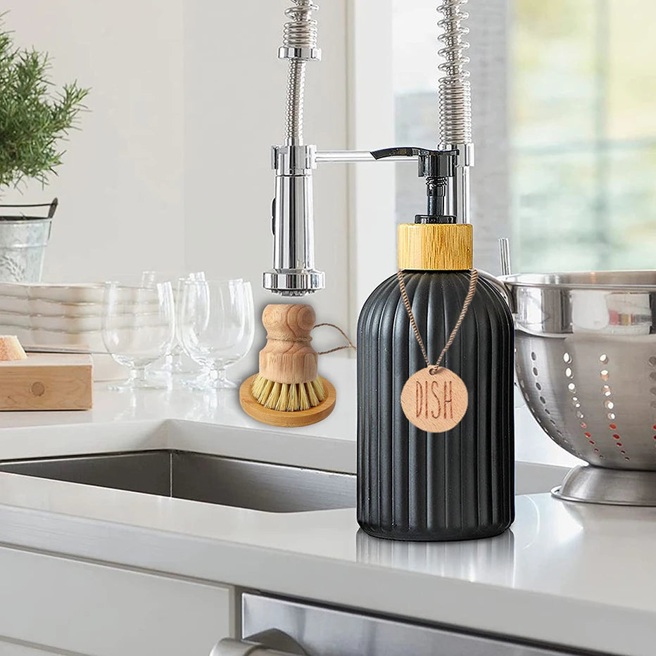 Set de Dispensadores de Jabón Negro para Cocina