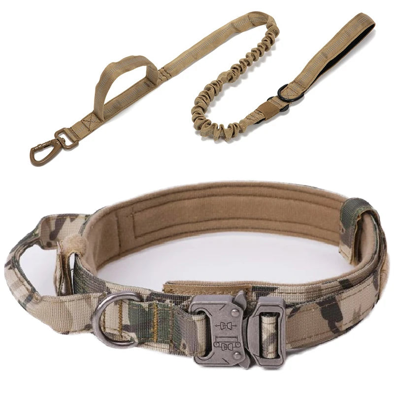 Collar y Correa Táctica Reflectante para Perros Grandes