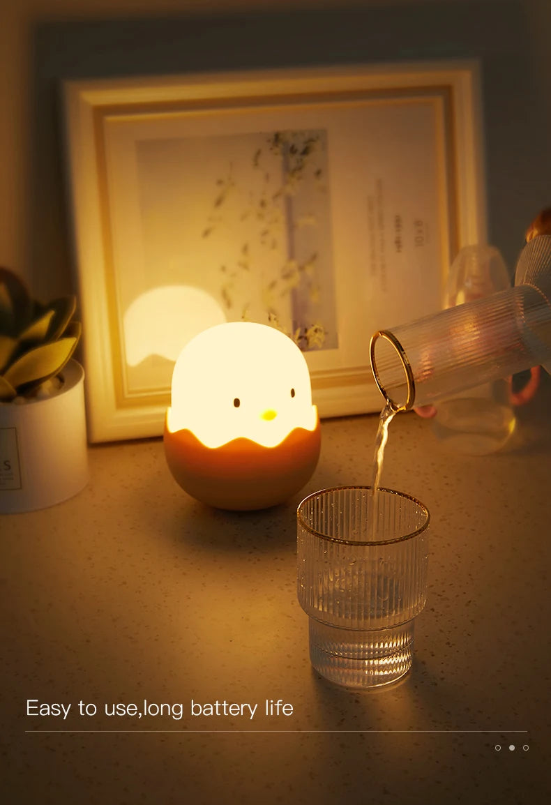 Luz Led nocturna táctil para niños, pollito kawai