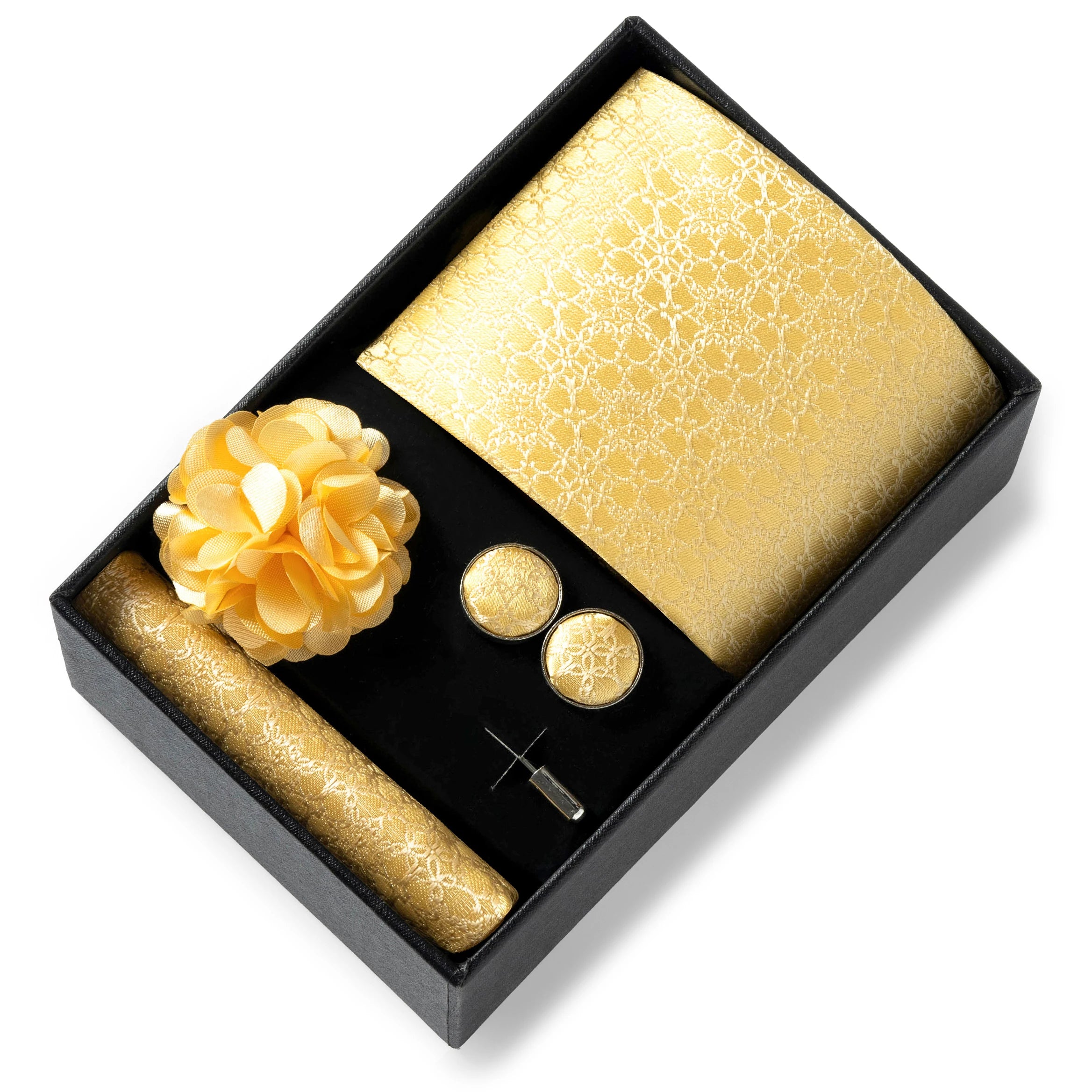 Set de Corbata Dorada de Lujo para Hombre en Caja de Regalo Premium