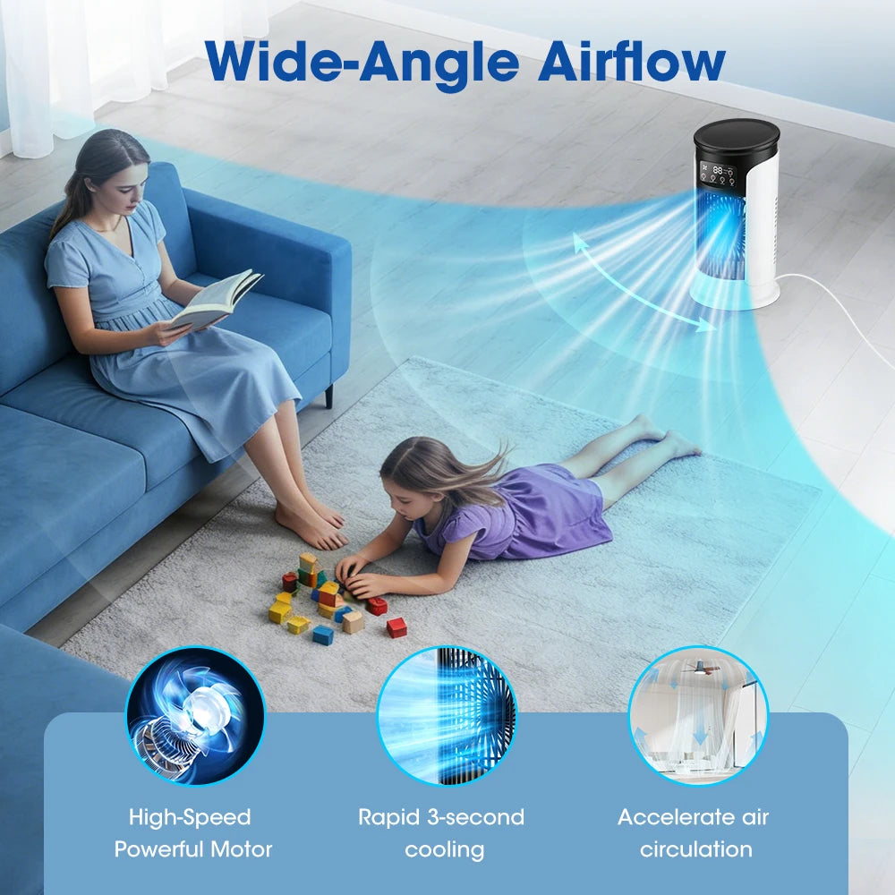 Ventilador doméstico 3 en 1, aire acondicionado portátil, y enfriador de aire de 6 velocidades