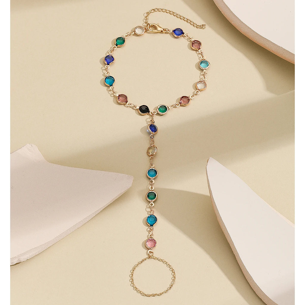 Pulsera Bohemia de Cristal Azul Vintage para Mujer