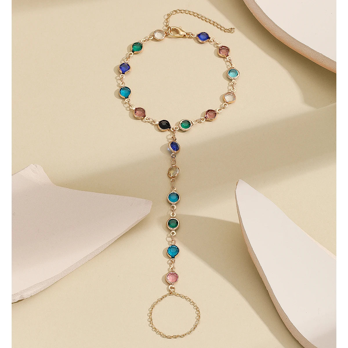 Pulsera Bohemia de Cristal Azul Vintage para Mujer