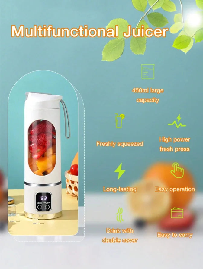 Minilicuadora y extractor de jugo portátil recargable por USB