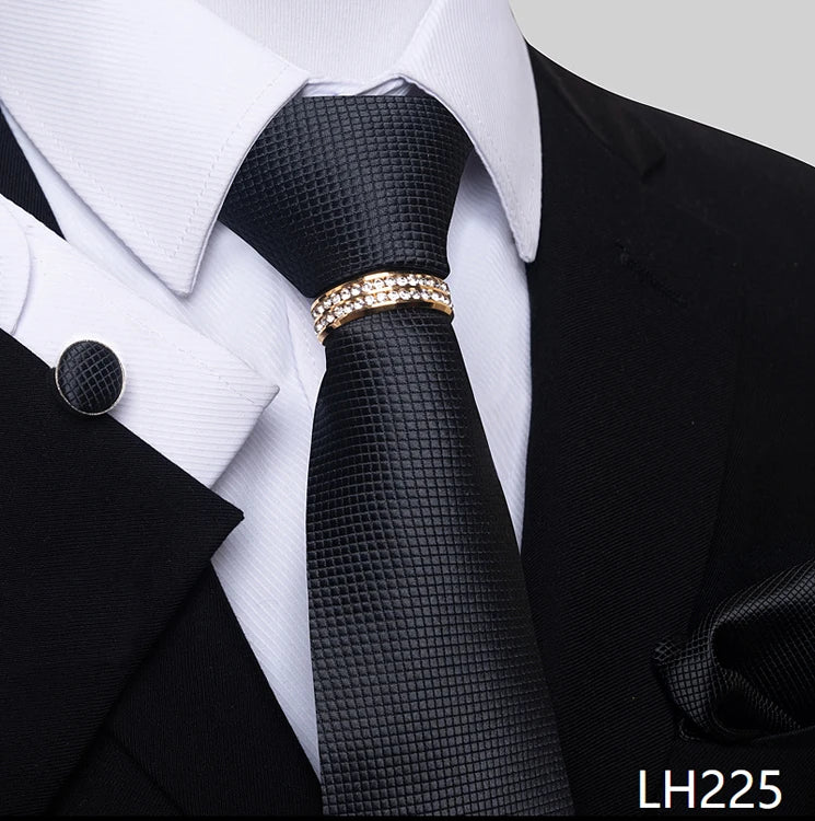 Set de Corbata Azul de Lujo para Hombre con Pañuelo y Mancuernillas