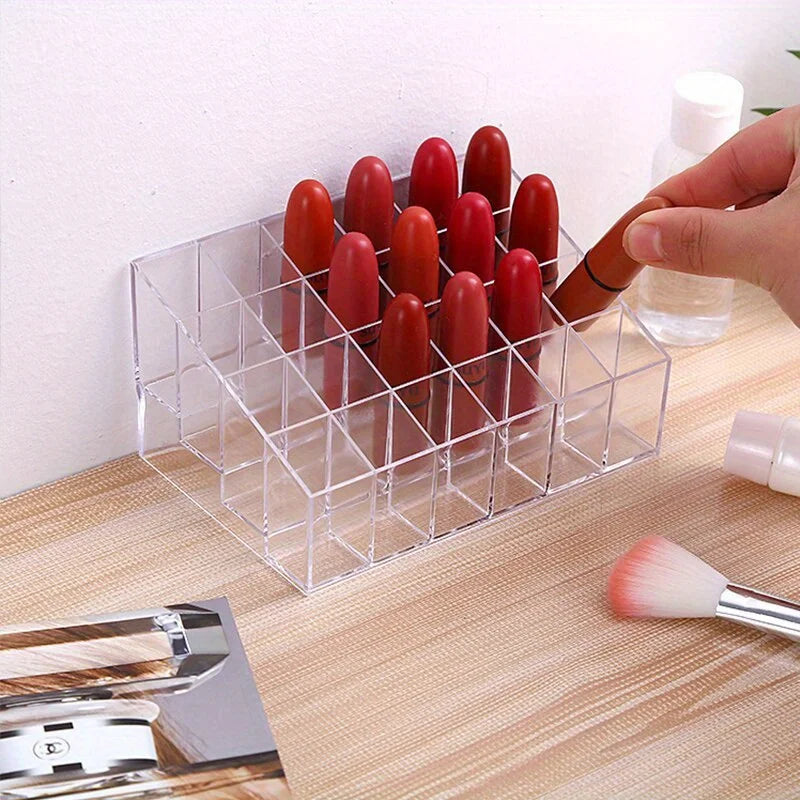Organizador de Lápices Labiales Transparente de 24 Compartimentos