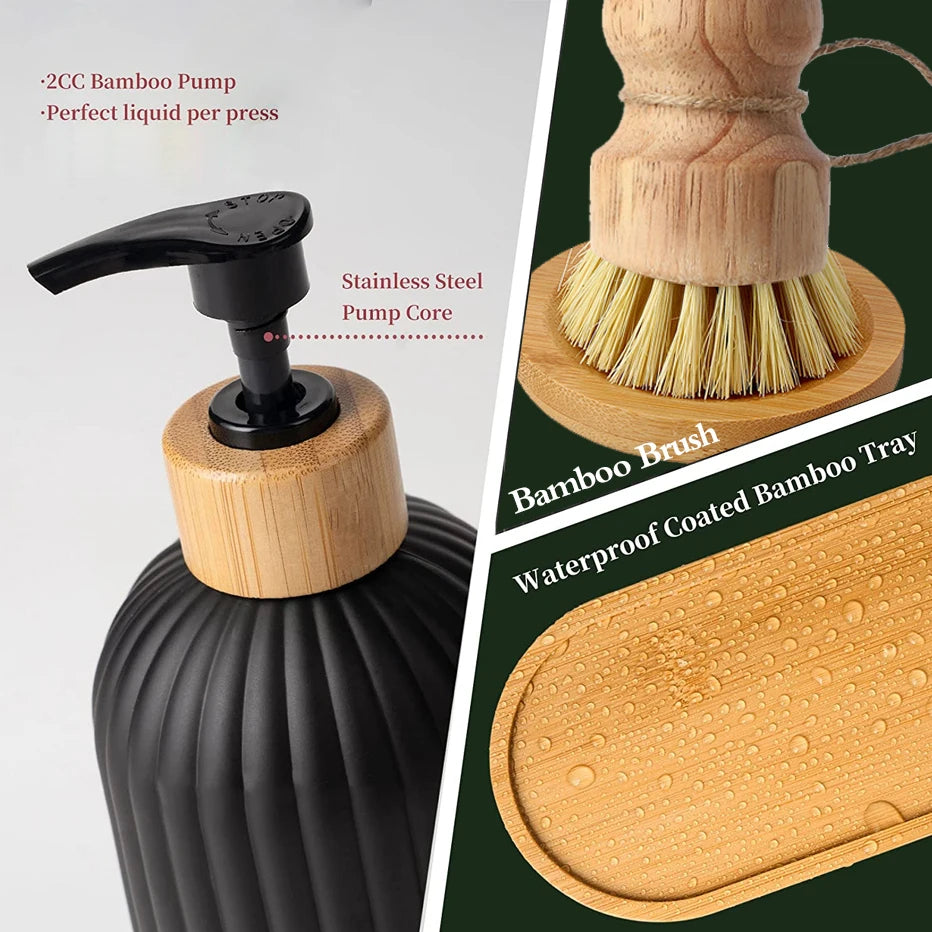 Set de Dispensadores de Jabón Negro para Cocina