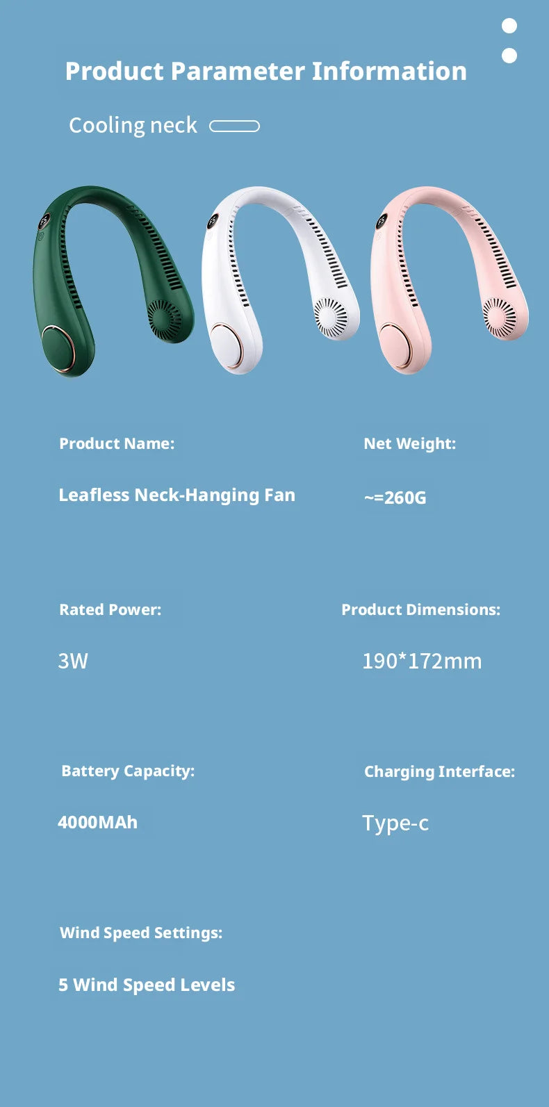 Mini Ventilador de Cuello Portátil sin Aspas