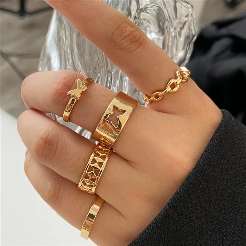 Conjunto de anillos de cristal de Color plateado para mujer