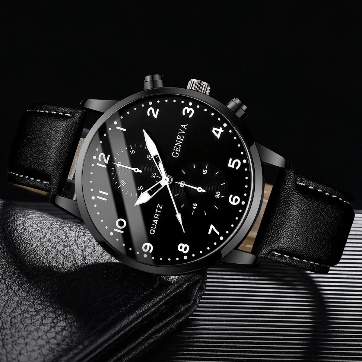 Set de Relojes para Hombre con Pulseras Vintage de Piel 4/5 Piezas
