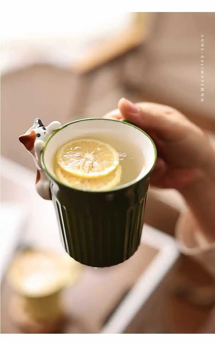 Taza de cerámica de gatito kawai