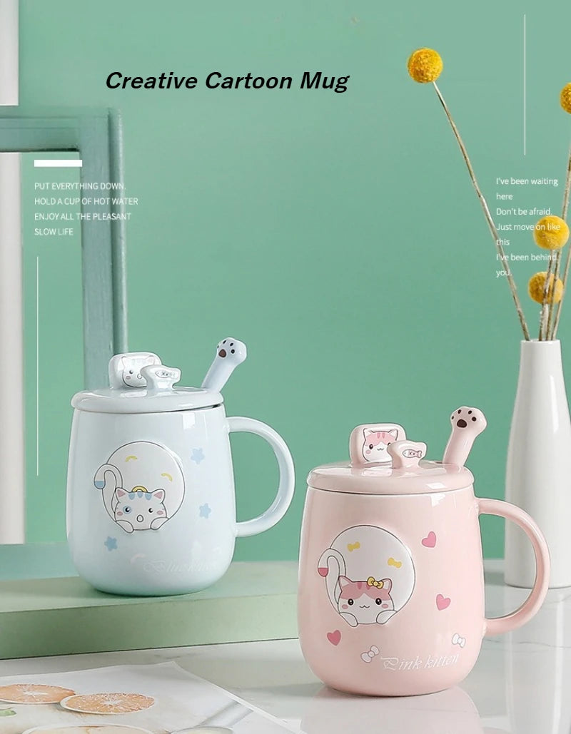 Taza de gatito con tapa y cuchara