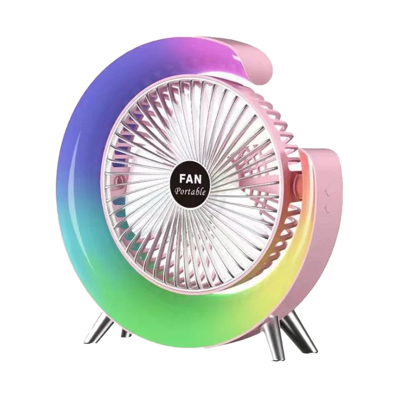 Ventilador Portátil Recargable LED Multicolor