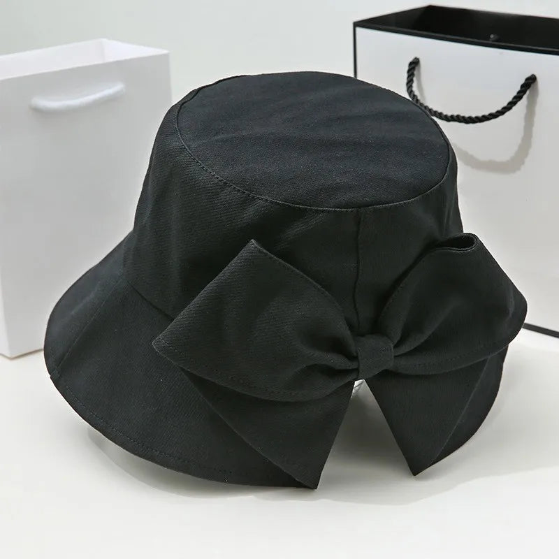Sombrero de cubo con lazo grande para mujer,