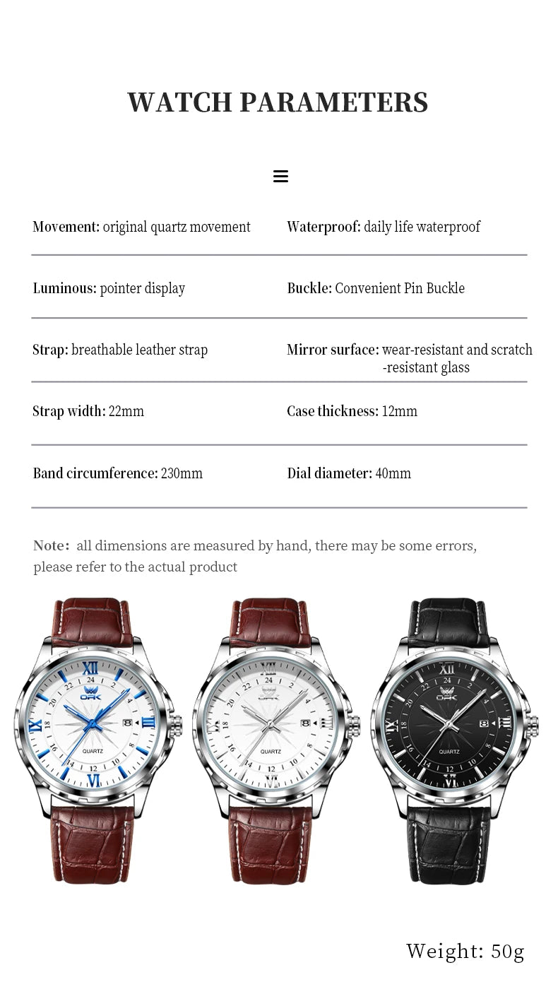 Reloj OPK para Hombre con Correa de Acero y Calendario Dual