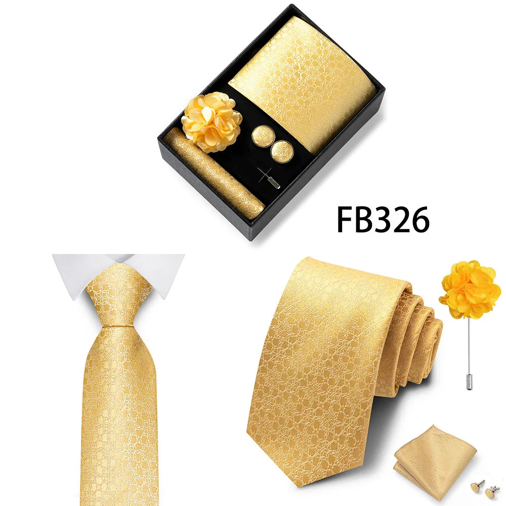 Set de Corbata Dorada de Lujo para Hombre en Caja de Regalo Premium