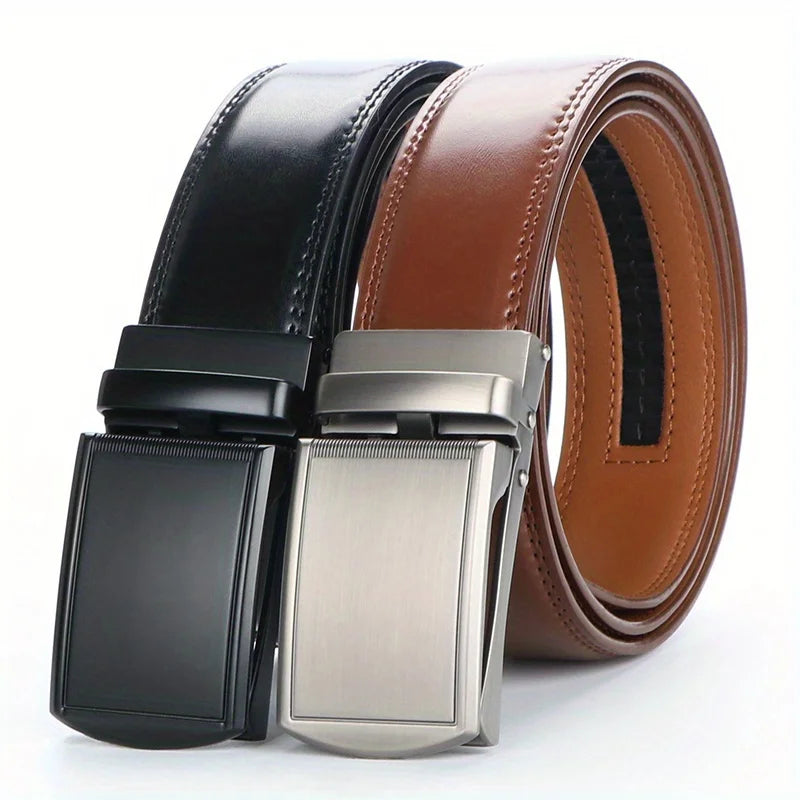 Cinturón de Piel Genuina para Hombre con Hebilla Automática Ajustable