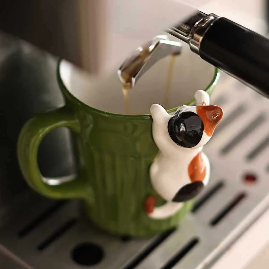 Taza de cerámica de gatito kawai