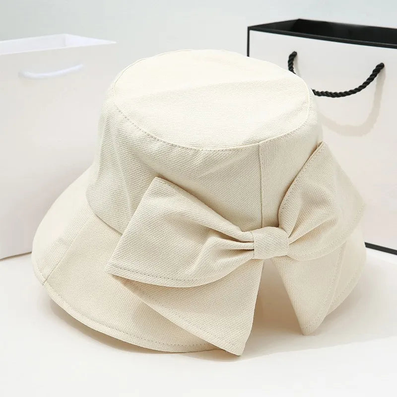 Sombrero de cubo con lazo grande para mujer,
