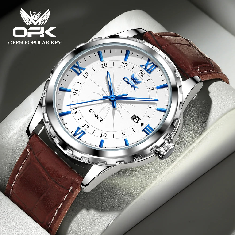 Reloj OPK para Hombre con Correa de Acero y Calendario Dual