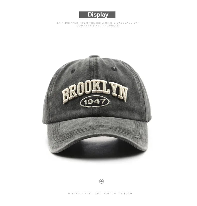 Gorras de béisbol Retro brooklyn Bordado de letras