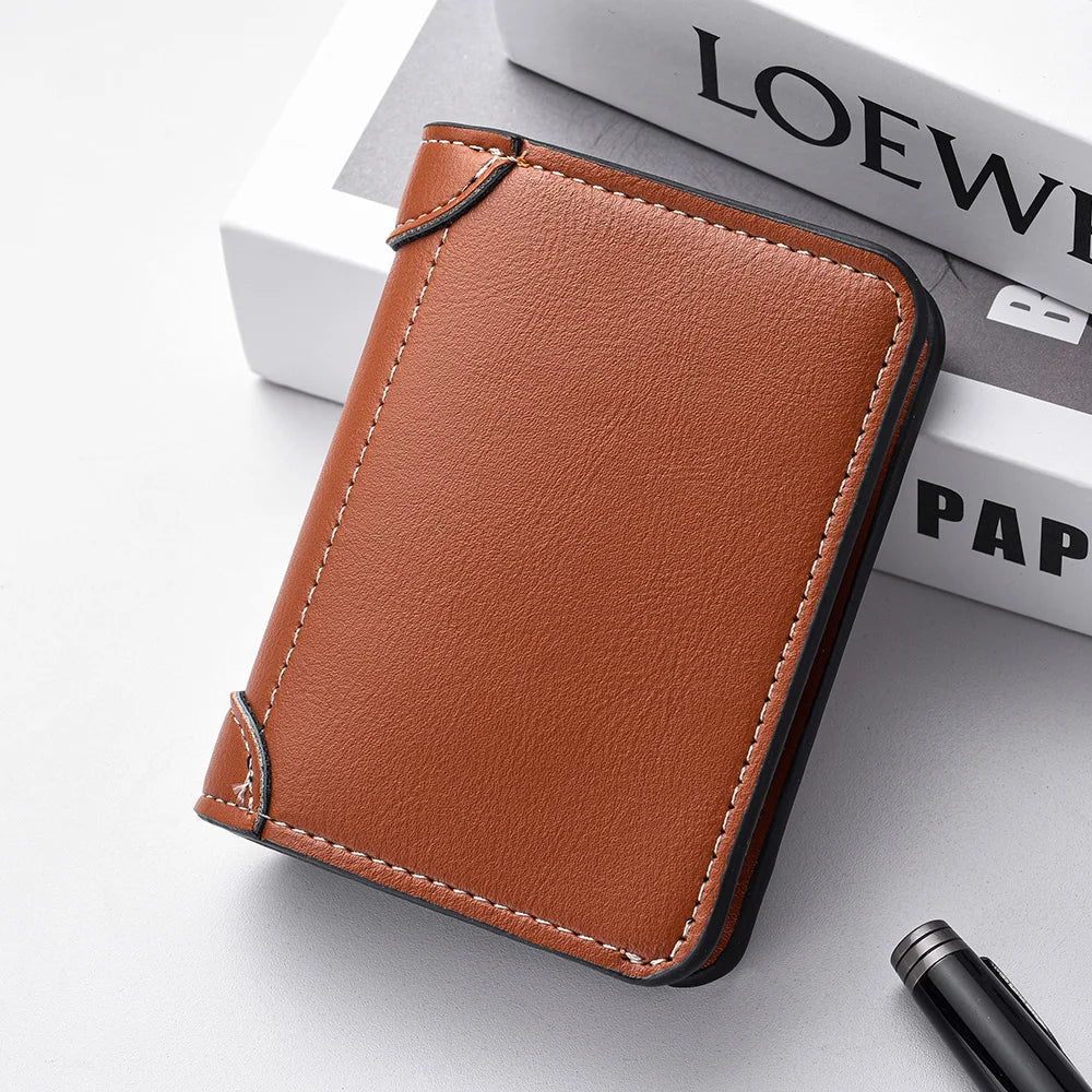 Mini billetera ultra fina de cuero, suave para tarjetas de crédito