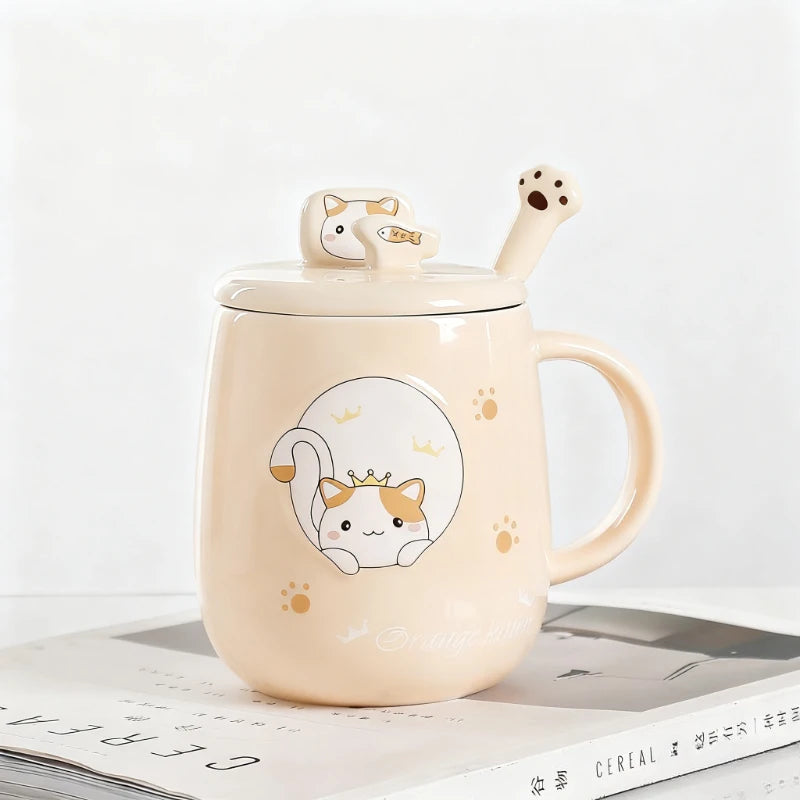 Taza de gatito con tapa y cuchara