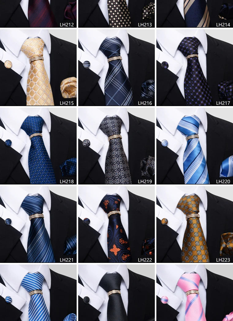 Set de Corbata Azul de Lujo para Hombre con Pañuelo y Mancuernillas