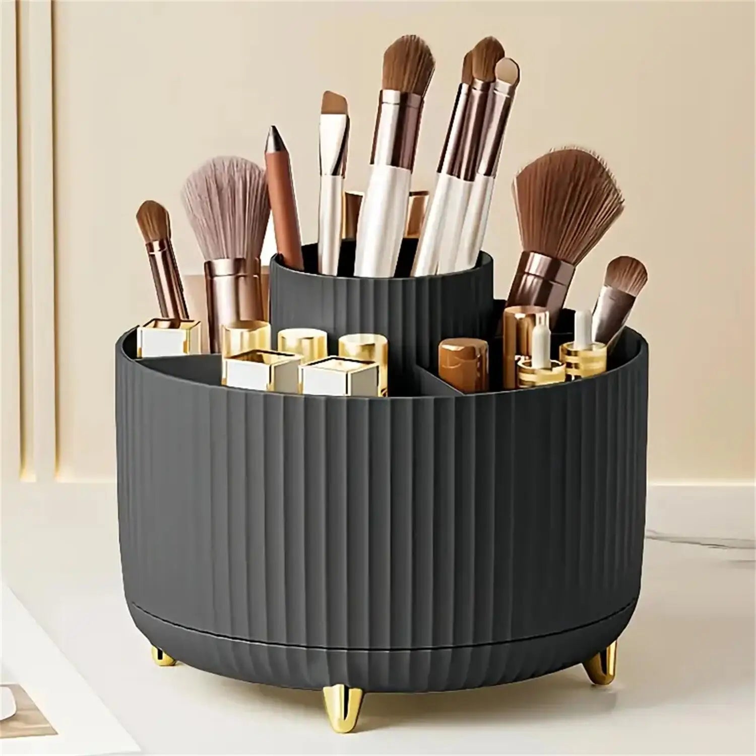 Organizador de maquillaje giratorio y almacenamiento de cosméticos