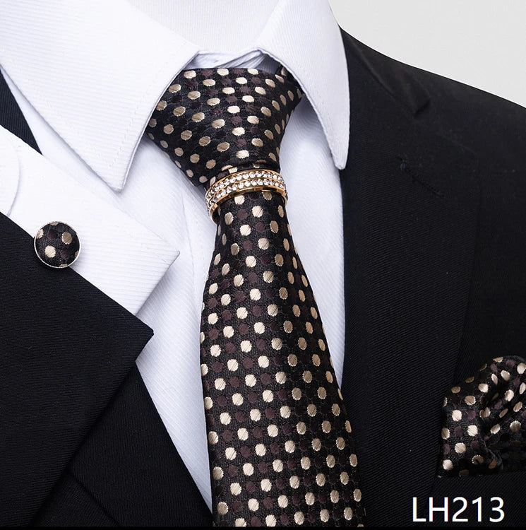 Set de Corbata Azul de Lujo para Hombre con Pañuelo y Mancuernillas