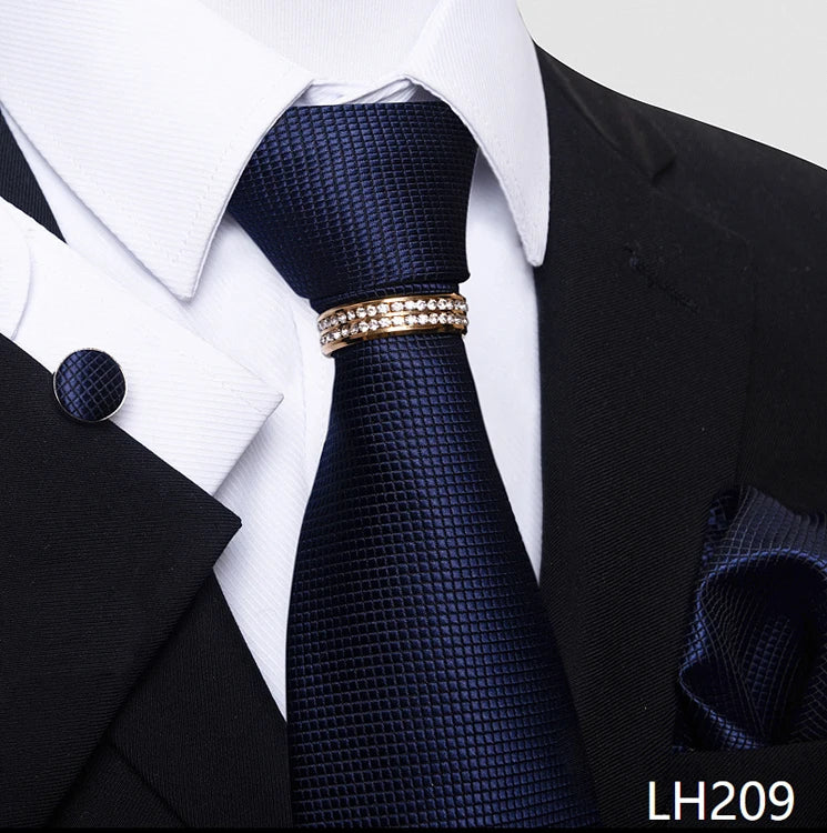 Set de Corbata Azul de Lujo para Hombre con Pañuelo y Mancuernillas