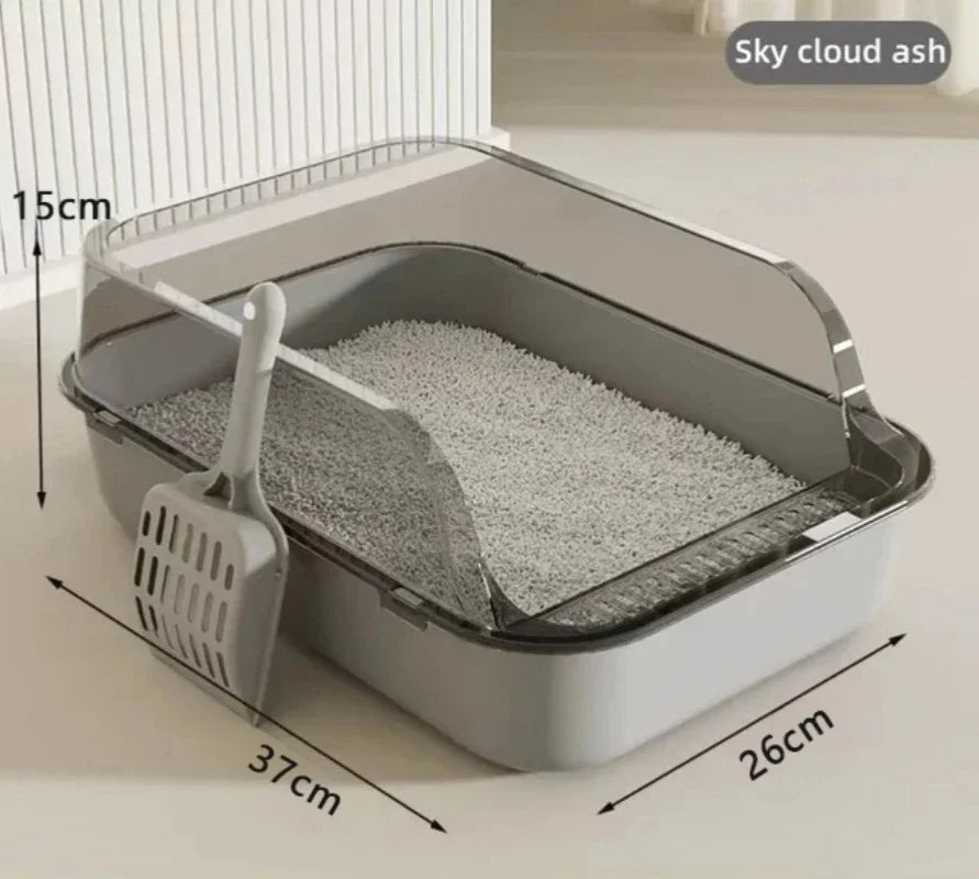 Caja de arena para gatos, bandeja semicerrada a prueba de salpicaduras