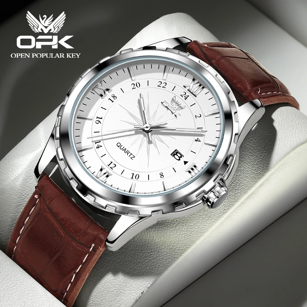 Reloj OPK para Hombre con Correa de Acero y Calendario Dual