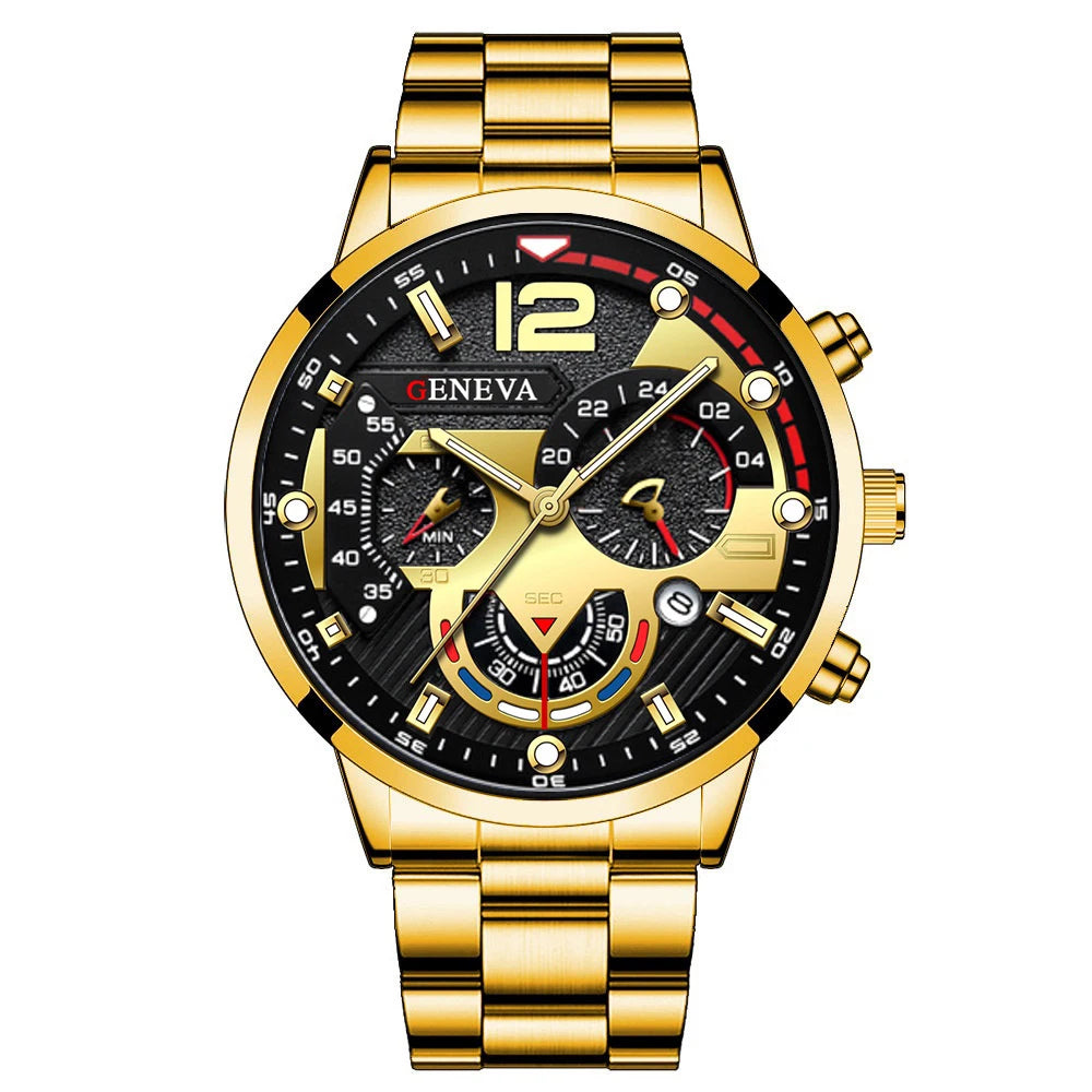 Reloj Elegante para Hombre con Correa de Acero y Calendario Quartz