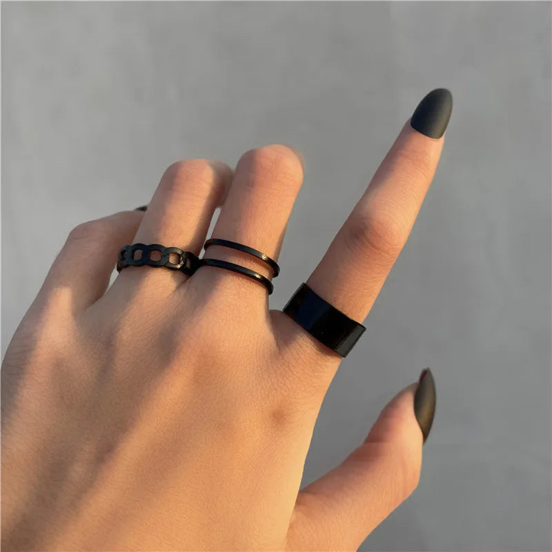 Conjunto de anillos de cristal de Color plateado para mujer
