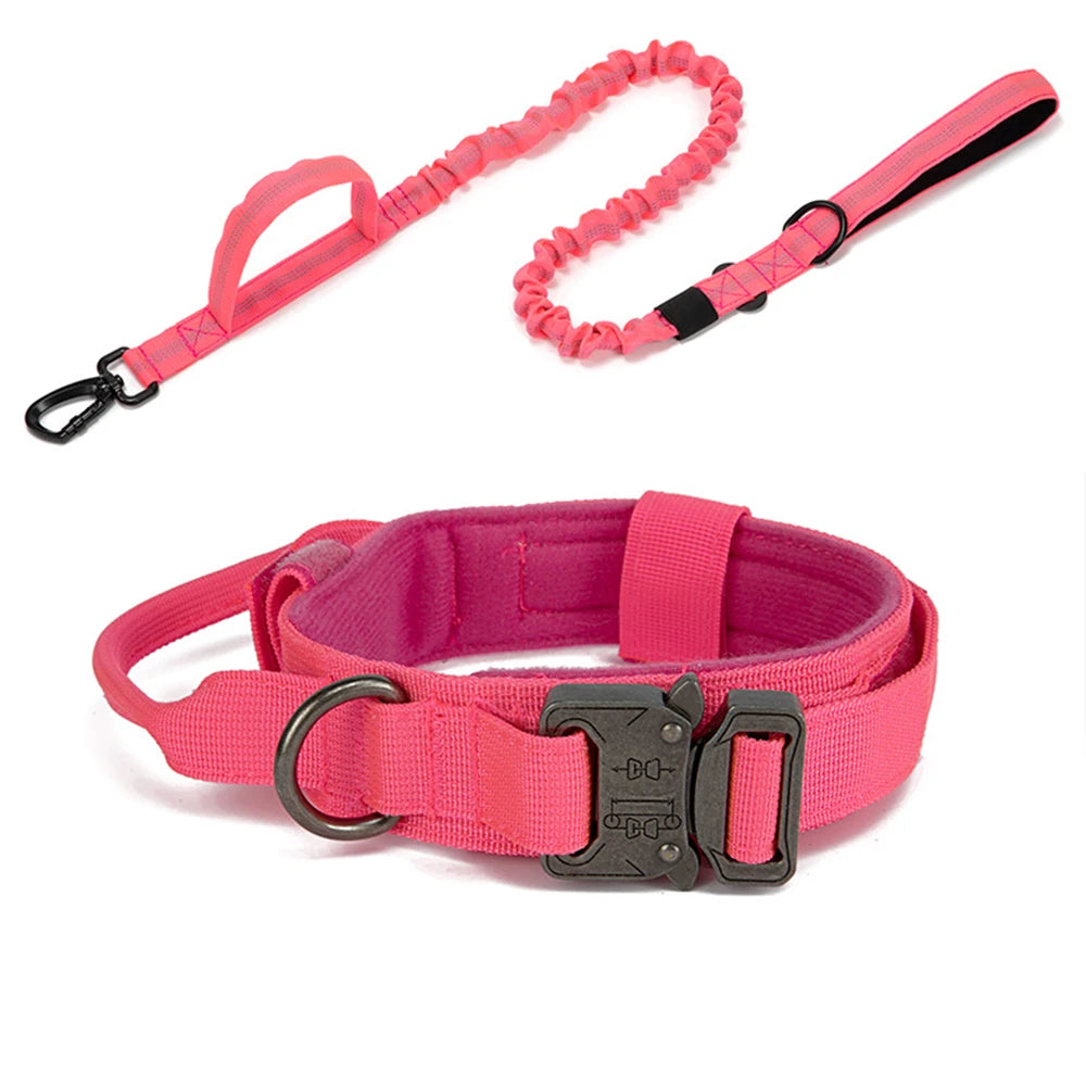 Collar y Correa Táctica Reflectante para Perros Grandes