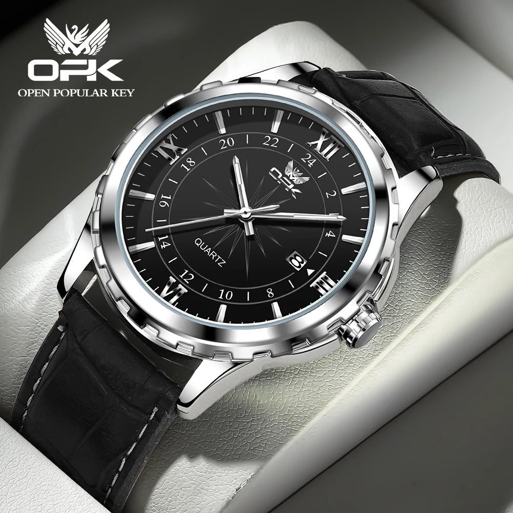 Reloj OPK para Hombre con Correa de Acero y Calendario Dual