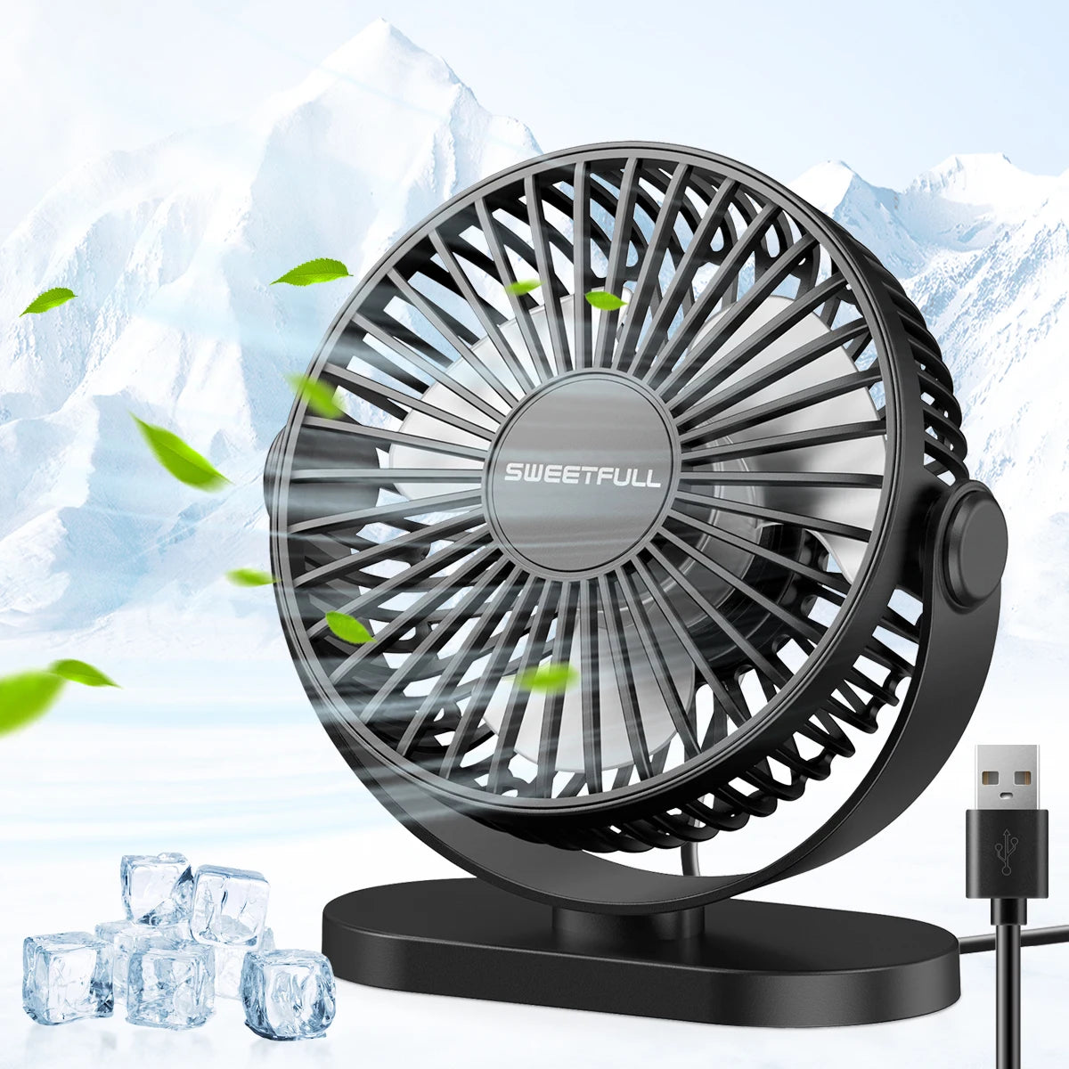 Mini ventilador eléctrico montado en la pared de escritorio