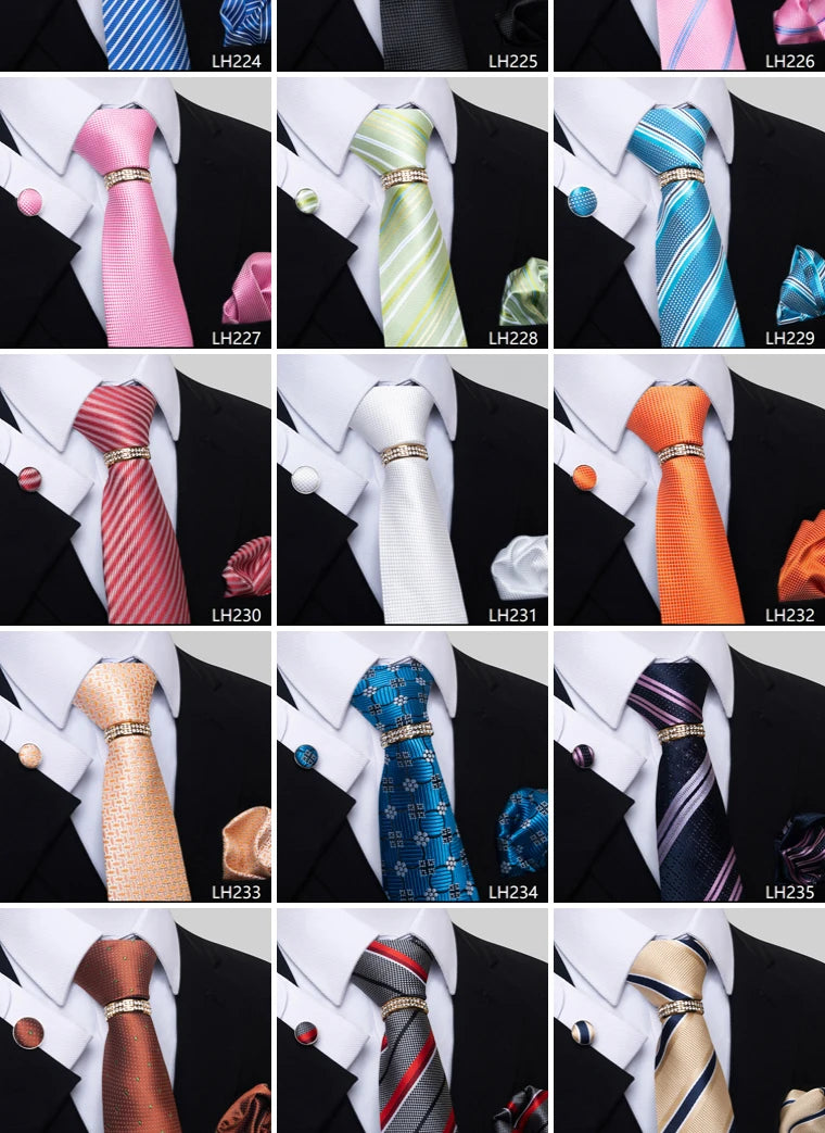 Set de Corbata Azul de Lujo para Hombre con Pañuelo y Mancuernillas