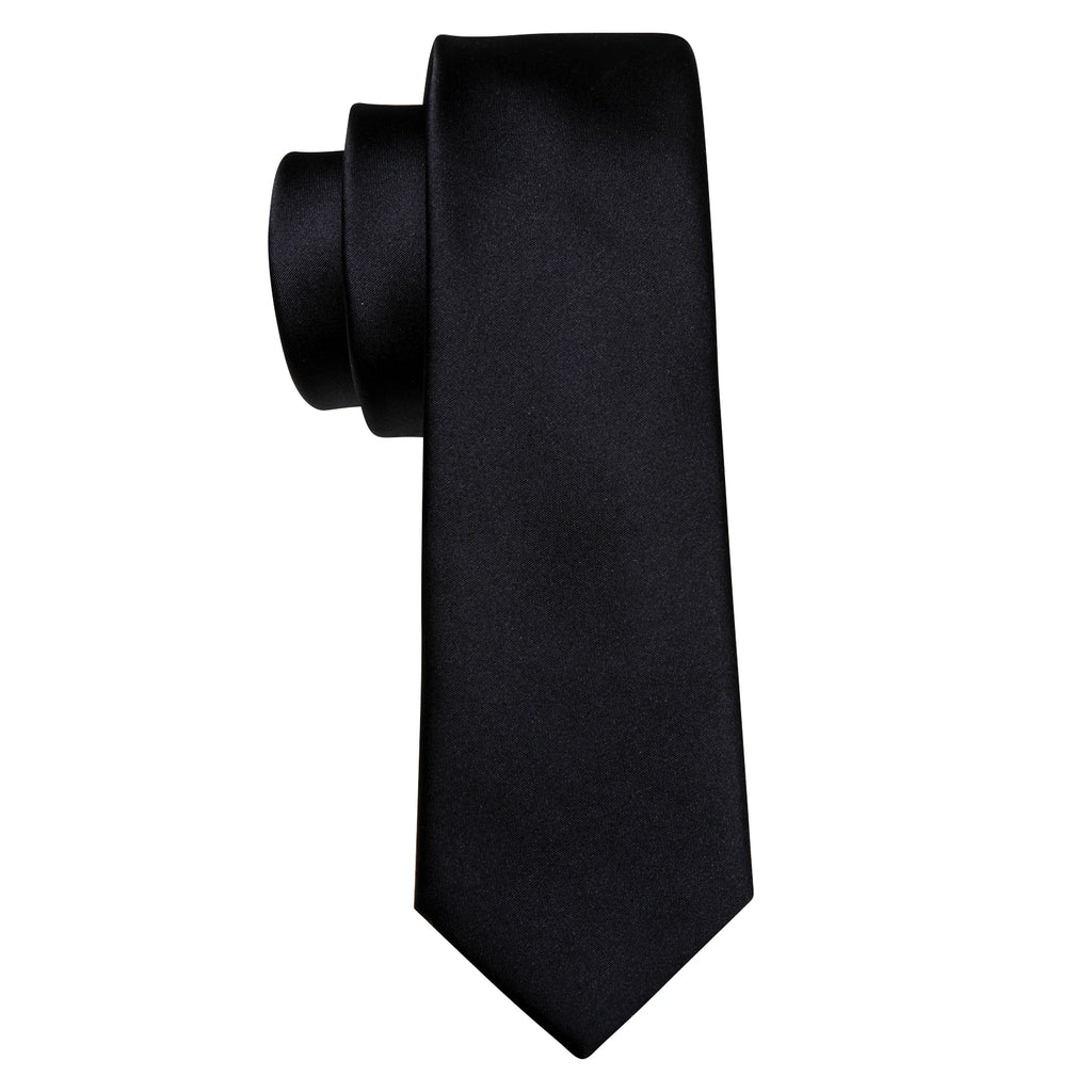 Set de Corbata Negra Elegante para Hombre con Mancuernillas y Pañuelo