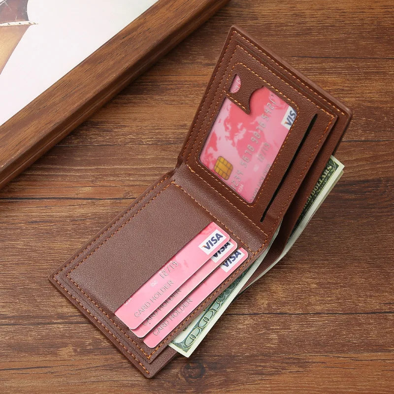 Clip de tarjeta de cuero con textura Lychee para hombre