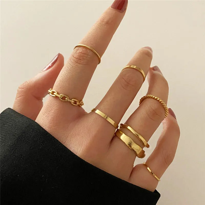 Conjunto de anillos de cristal de Color plateado para mujer
