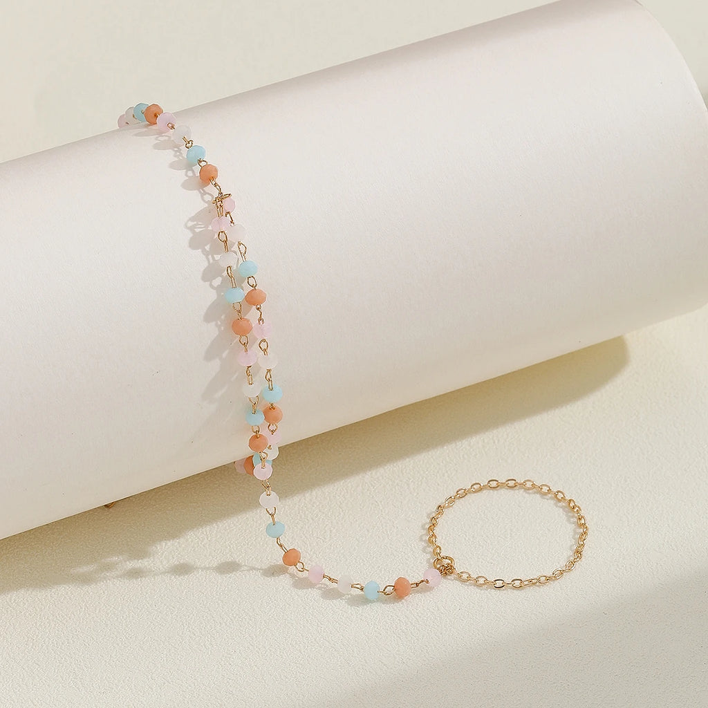 Pulsera Bohemia de Cristal Azul Vintage para Mujer