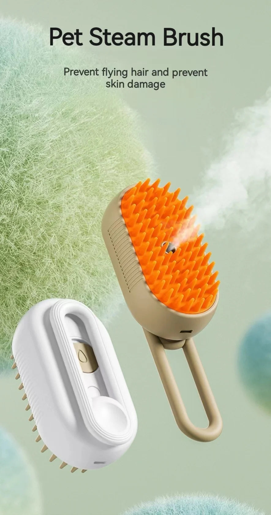 Cepillo de pelo 3 en 1 para perros y gatos, cepillo eléctrico de limpieza para mascotas